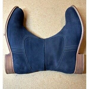 Hinge Navy Suede Western Ankle Boots Women's 9 Side Zip Leather Sole Nordstorm's